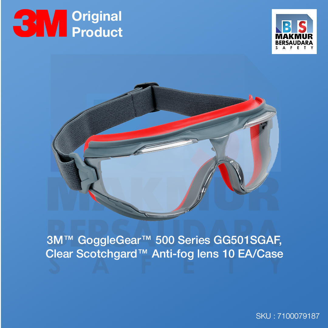 image product 3M GoggleGear 500 Series GG501SGAF, Clear Scotchgard Anti-fog lens 10 EA/Case (7100079187)