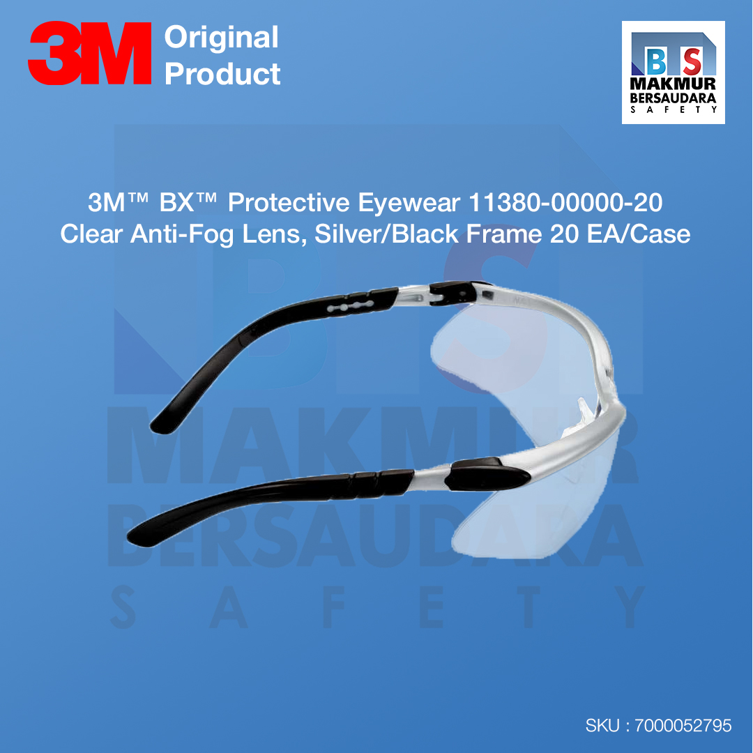 image product 3M BX Protective Eyewear 11380-00000-20, Clear Anti-Fog Lens, Silver/Black Frame, 20 ea/Case (7000052795)