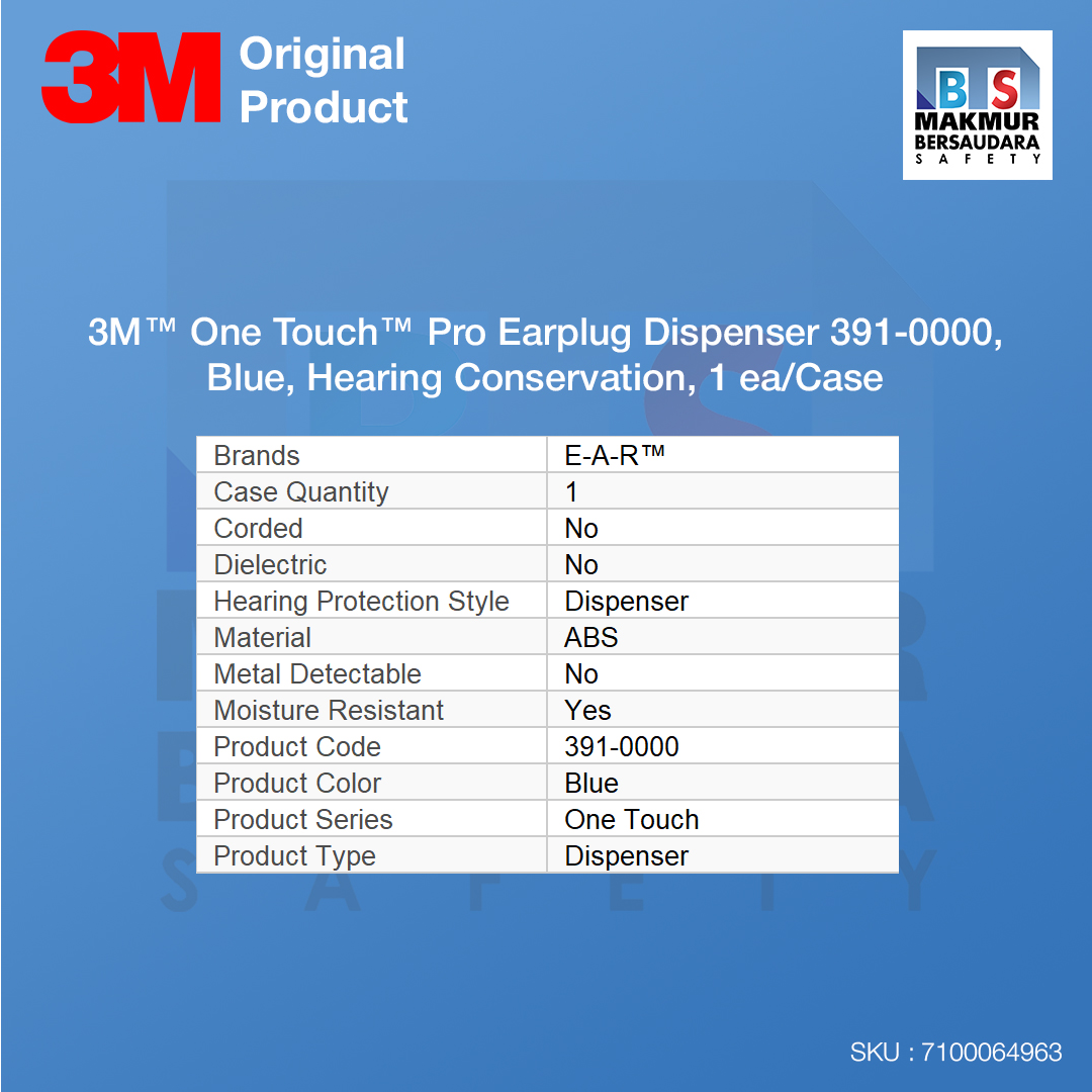 image product 3M E-A-R One Touch™ Pro Earplug Dispenser, Blue 391-0000 (7100064963)