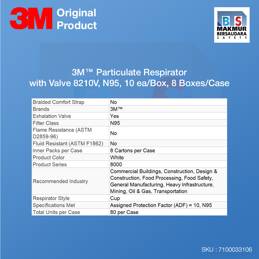 image product 3M Particulate Respirator with Valve 8210V, N95, 10 ea/Box, 8 Boxes/Case (7100033106)