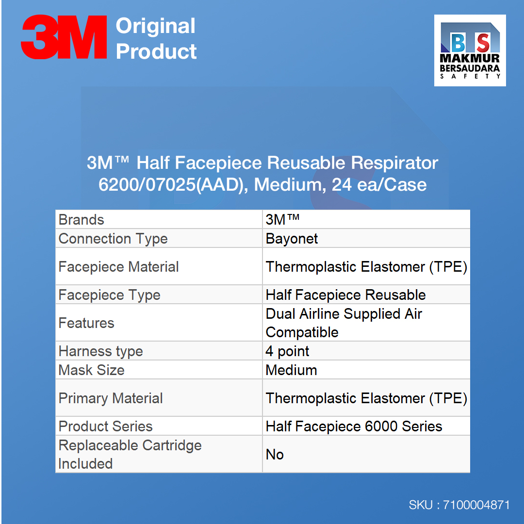 image product 3M Half Facepiece Reusable Respirator 6200/07025(AAD), Medium, 24 ea/Case (7100004871)