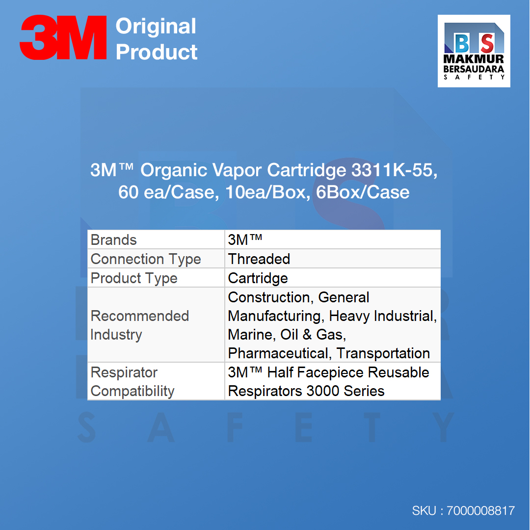 image product 3M Organic Vapor Cartridge 3311K-55, 60 ea/Case (7000008817)