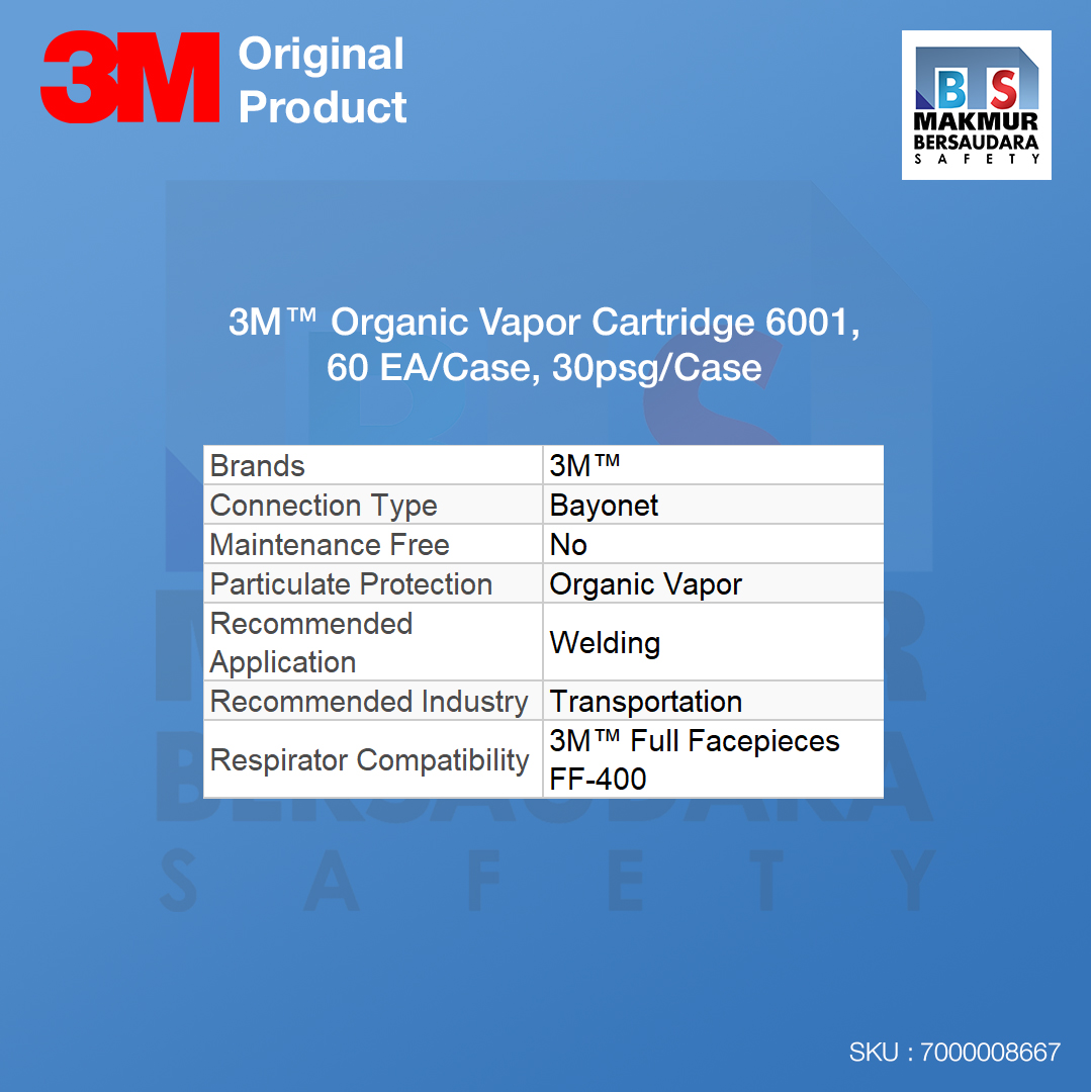 image product 3M Organic Vapor Cartridge 6001, 60 ea/Case (7000008667)