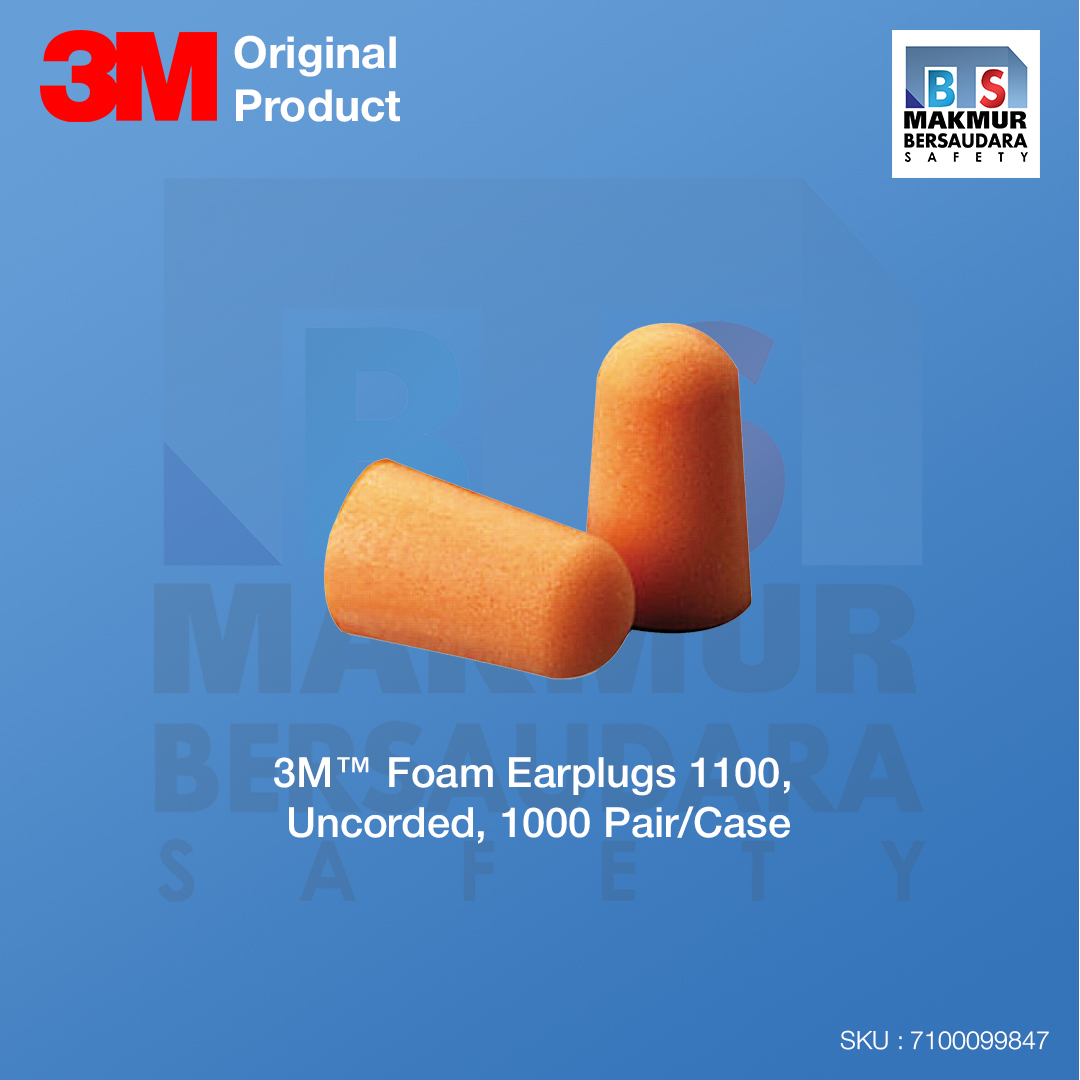 image product 3M Foam Earplugs 1100, Uncorded, 1000 Pair/Case (7100099847)