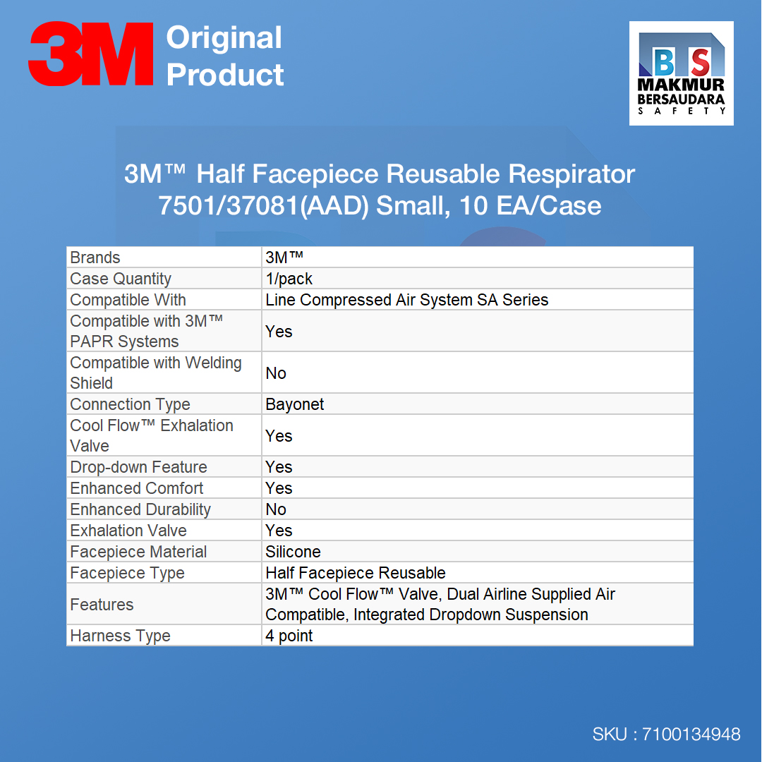 image product 3M Half Facepiece Reusable Respirator 7501/37081(AAD) Small, 10 EA/Case (7100134948)