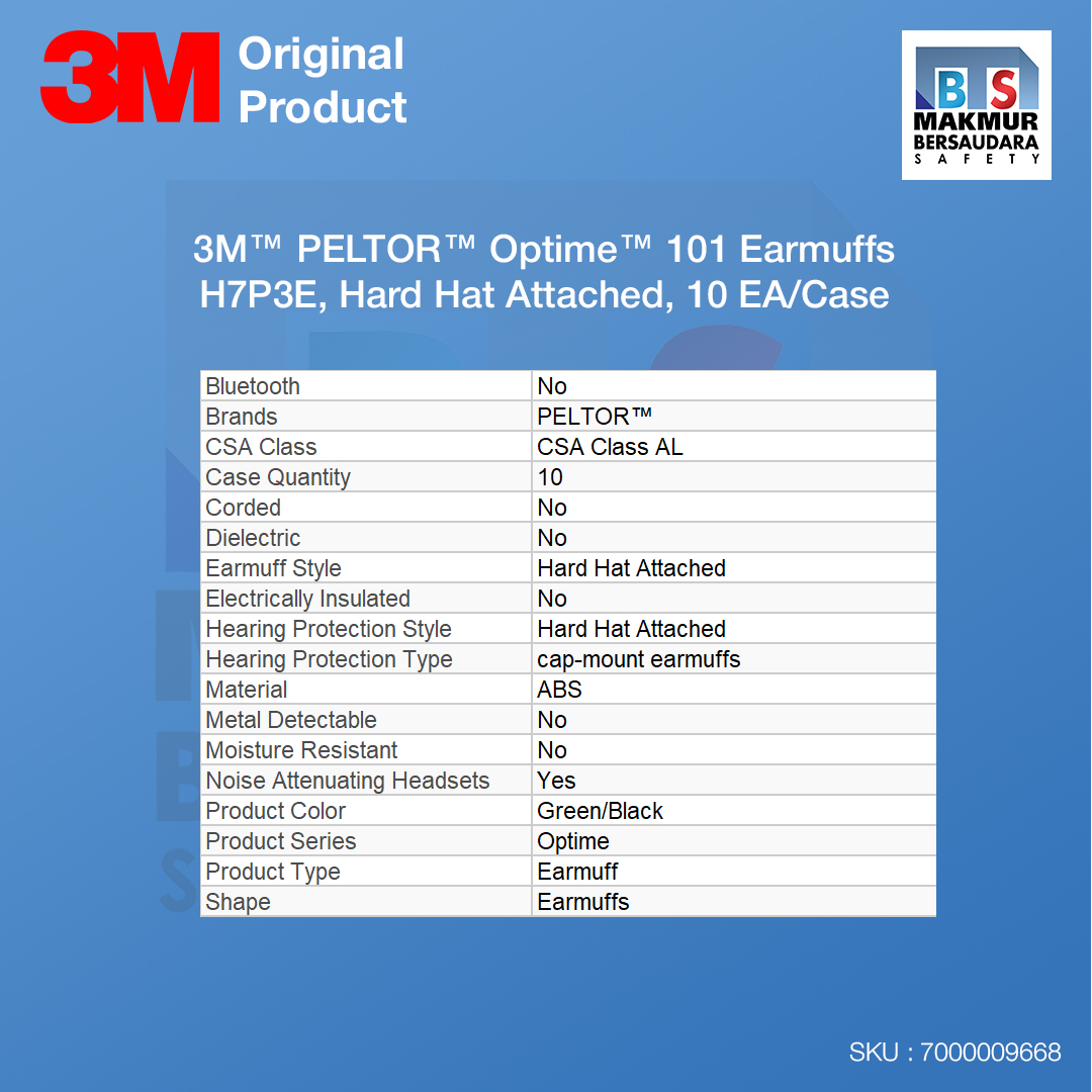 image product 3M PELTOR Optime 101 Earmuffs H7P3E, Hard Hat Attached, 10 EA/Case (7000009668)